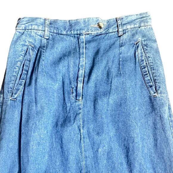 Vintage Woolrich Size Small Denim Midi Skirt Pockets Elastic Waist Western - Picture 3 of 9